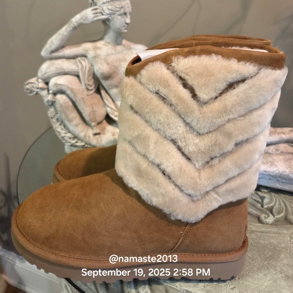 Ugg Tania Chevron Boots Fur Shearling SN 1012391 Designer Luxury Winter #169 - Picture 8 of 14